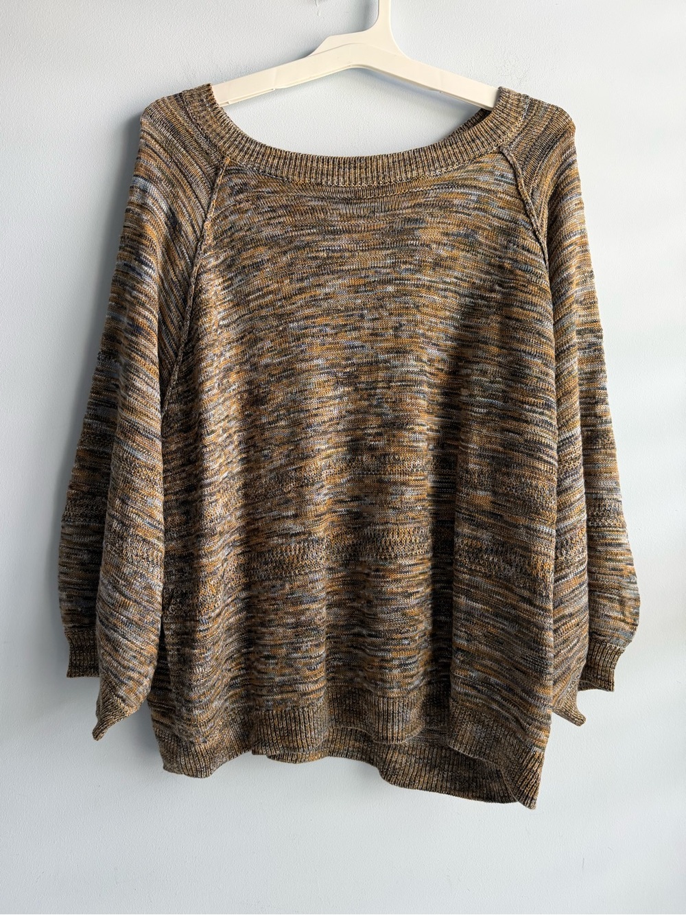 Democracy Women’s Plus Space Dye Round-Neck Blouson-Sleeve Sweater Size 3X